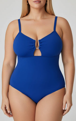 Bañador Plus Size con Adorno Dorado Central en U Ref. 0669 - Marea Bella Swimwear