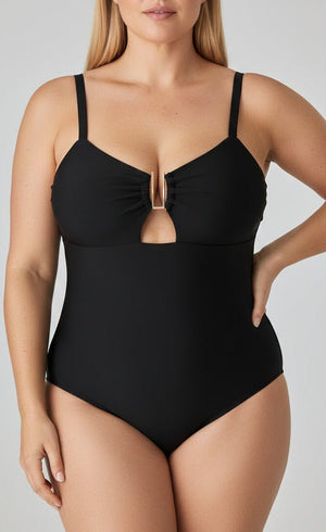 Bañador Plus Size con Adorno Dorado Central en U Ref. 0669 - Marea Bella Swimwear