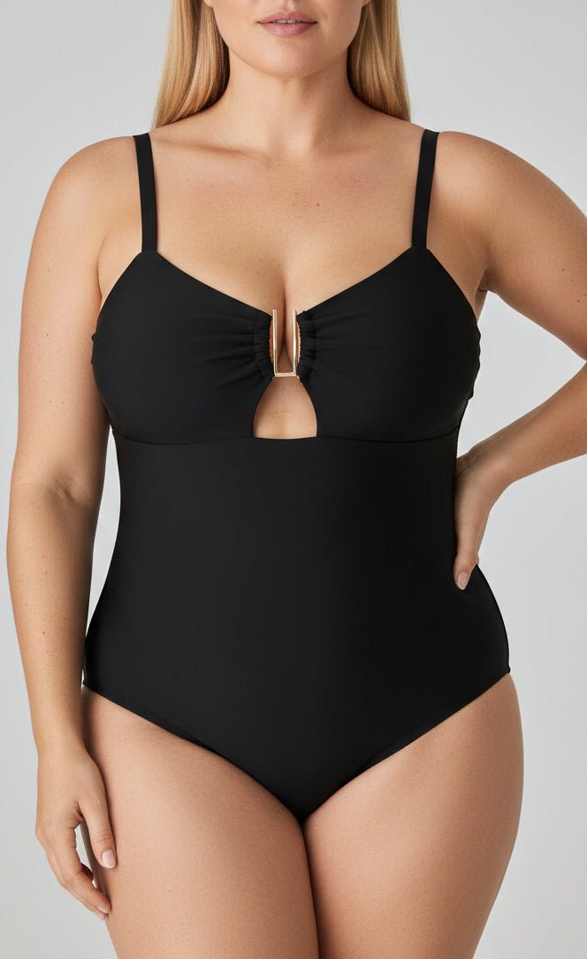 Bañador Plus Size con Adorno Dorado Central en U Ref. 0669 - Marea Bella Swimwear