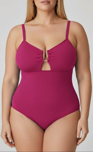 Bañador Plus Size con Adorno Dorado Central en U Ref. 0669 - Marea Bella Swimwear