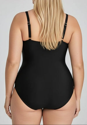 Bañador Plus Size con Adorno Dorado Central en U Ref. 0669 - Marea Bella Swimwear