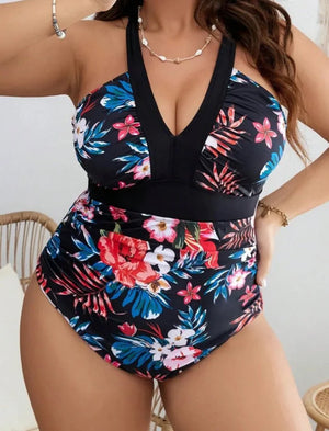 Bañador Plus Size con Estampado Floral y Tirantes Regulables Ref. 0614 - Marea Bella Swimwear