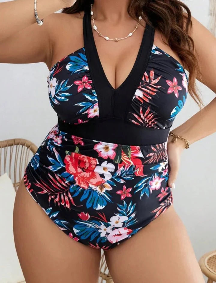 Bañador Plus Size con Estampado Floral y Tirantes Regulables Ref. 0614 - Marea Bella Swimwear