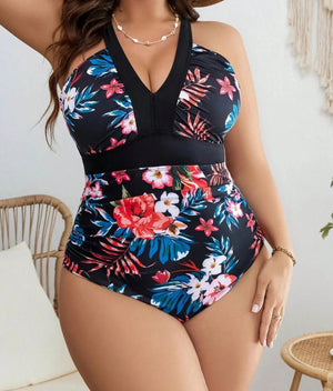 Bañador Plus Size con Estampado Floral y Tirantes Regulables Ref. 0614 - Marea Bella Swimwear