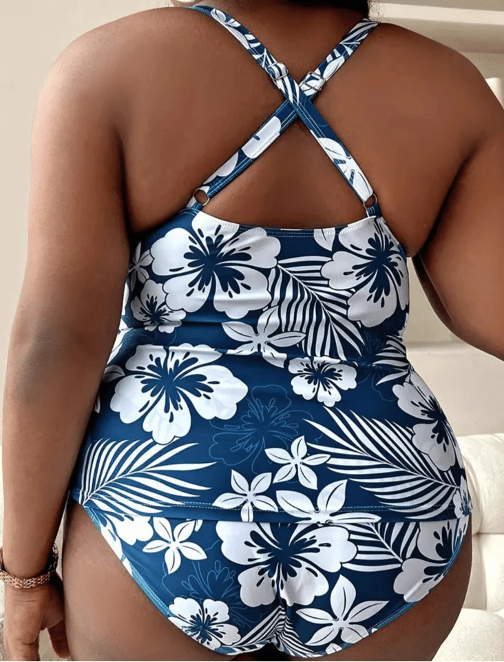 Bañador Plus Size con Frunce Lateral y Estampado Floral Ref. 0605 - Marea Bella Swimwear