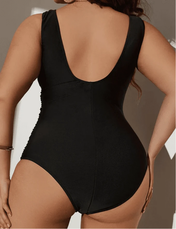 Bañador Plus Size con Superposición Frontal y Efecto Drapeado Ref. 0608 - Marea Bella Swimwear