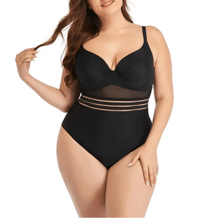 Bañador Plus Size con Copa Moldeada y Detalles de Tul Ref. 0604 - Marea Bella Swimwear