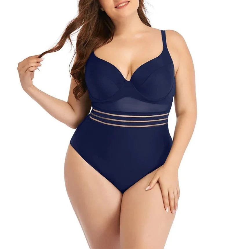 Bañador Plus Size con Copa Moldeada y Detalles de Tul Ref. 0604 - Marea Bella Swimwear