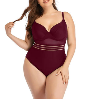 Bañador Plus Size con Copa Moldeada y Detalles de Tul Ref. 0604 - Marea Bella Swimwear