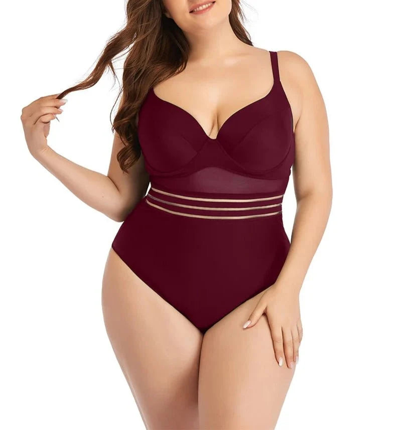 Bañador Plus Size con Copa Moldeada y Detalles de Tul Ref. 0604 - Marea Bella Swimwear