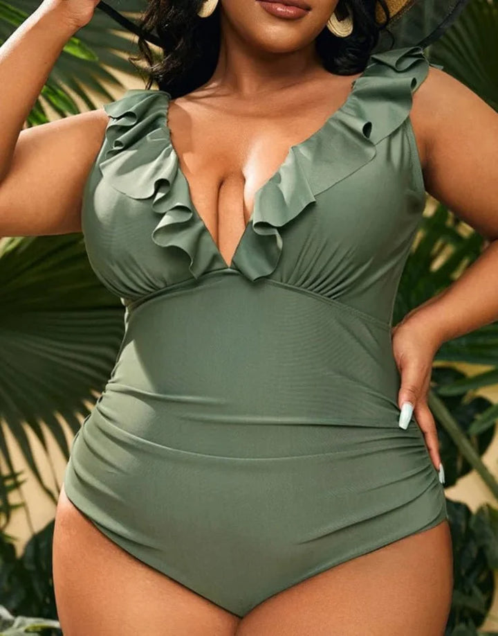 Bañador Plus Size con Volantes y Frunce Lateral Ref. 0609 - Marea Bella Swimwear