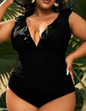 Bañador Plus Size con Volantes y Frunce Lateral Ref. 0609 - Marea Bella Swimwear