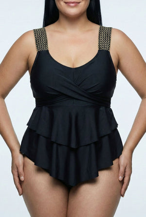 Bañador Plus Size Cruzado con Volante Frontal Ref. 0667 - Marea Bella Swimwear