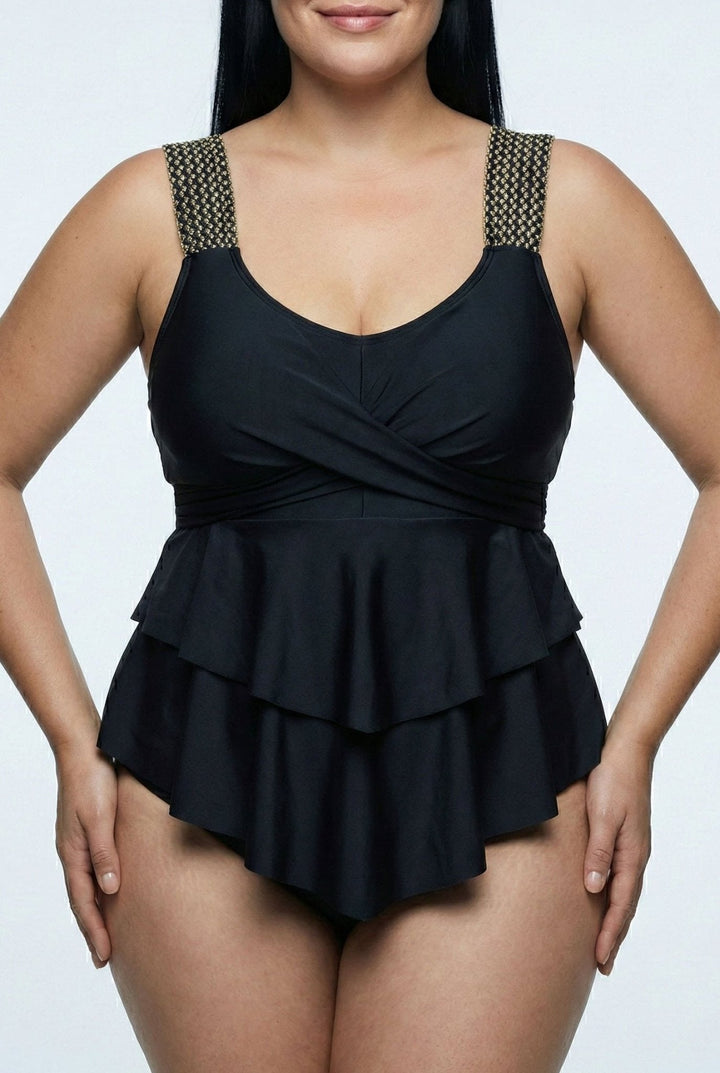 Bañador Plus Size Cruzado con Volante Frontal Ref. 0667 - Marea Bella Swimwear