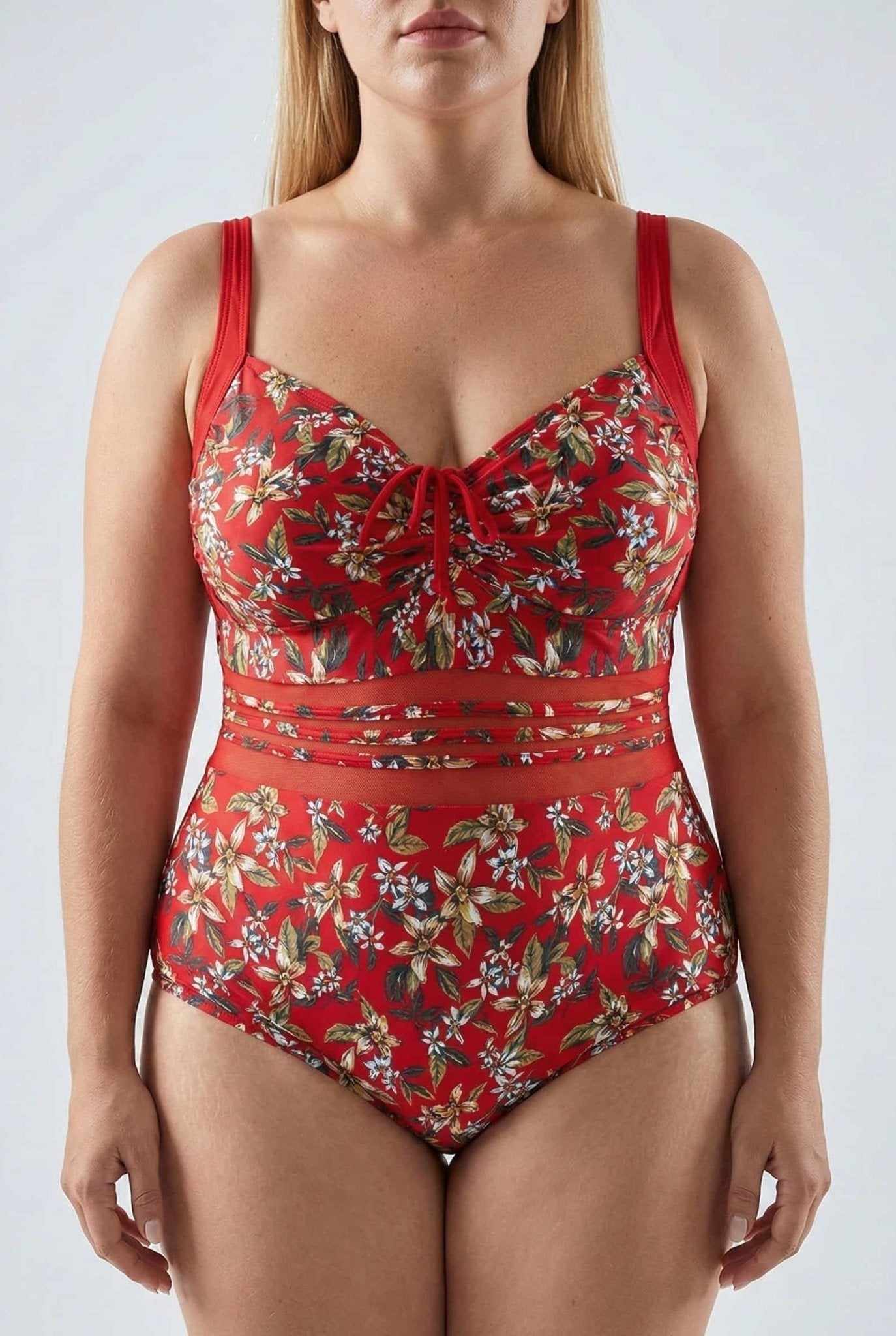 Bañador Plus Size Estampado con Lazo Frontal y Lazo en la Espalda Ref. 0664 - Marea Bella Swimwear