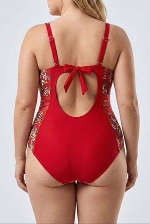Bañador Plus Size Estampado con Lazo Frontal y Lazo en la Espalda Ref. 0664 - Marea Bella Swimwear
