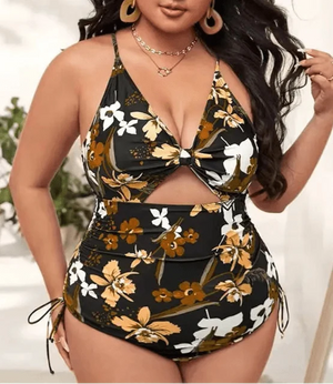 Bañador Plus Size Estampado con Lazo Lateral Ref. 0606 - Marea Bella Swimwear