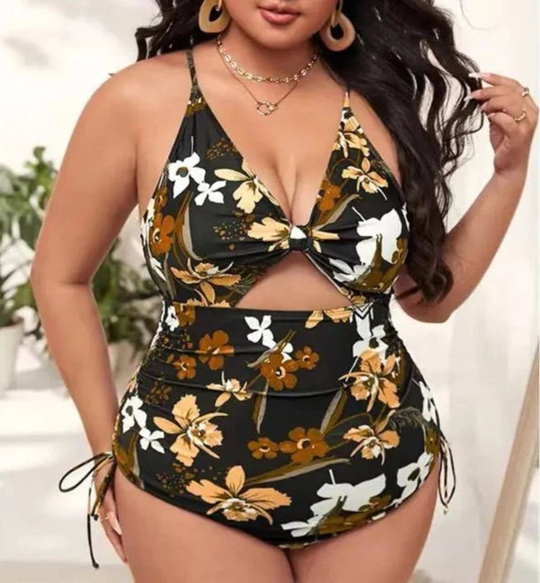 Bañador Plus Size Estampado con Lazo Lateral Ref. 0606 - Marea Bella Swimwear