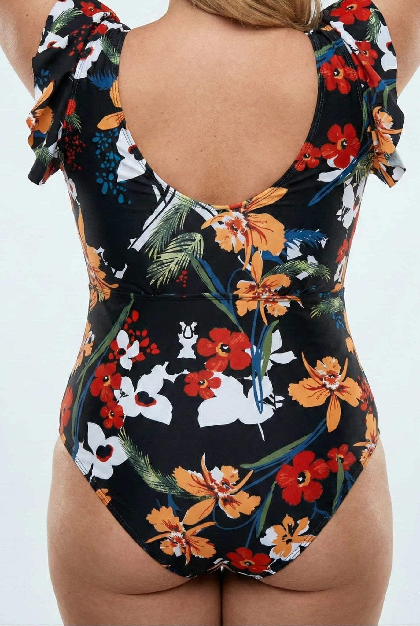Bañador Plus Size Estampado con Manga Corta y Volantes Ref. 0666 - Marea Bella Swimwear