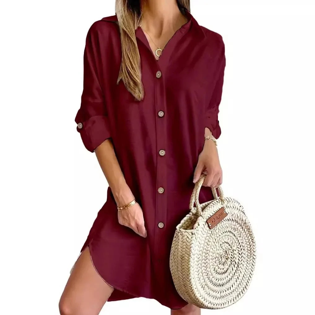 Salida de Playa Chemise con Botones Frontales y en las Mangas Ref. 0381 - Marea Bella Swimwear