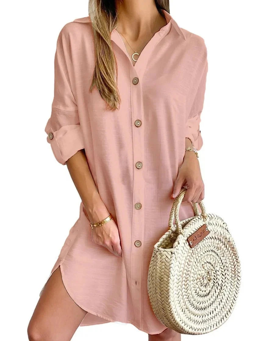 Salida de Playa Chemise con Botones Frontales y en las Mangas Ref. 0381 - Marea Bella Swimwear