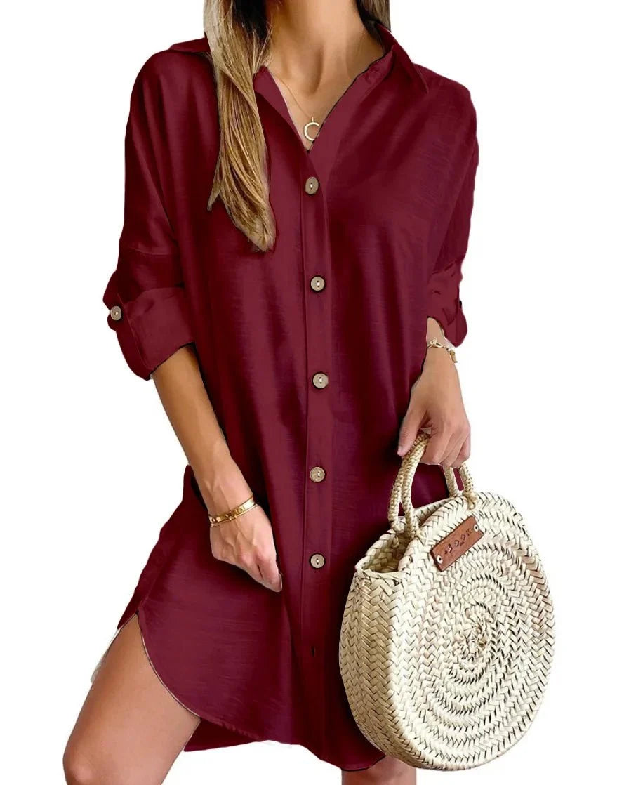 Salida de Playa Chemise con Botones Frontales y en las Mangas Ref. 0381 - Marea Bella Swimwear