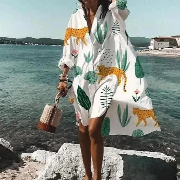 Salida de Playa Chemise con Corte Suelto y Botones Frontales Ref. 0234 - Marea Bella Swimwear