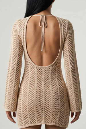 Salida de Playa en Tejido de Punto Calado con Lazo Ref. 0395 - Marea Bella Swimwear