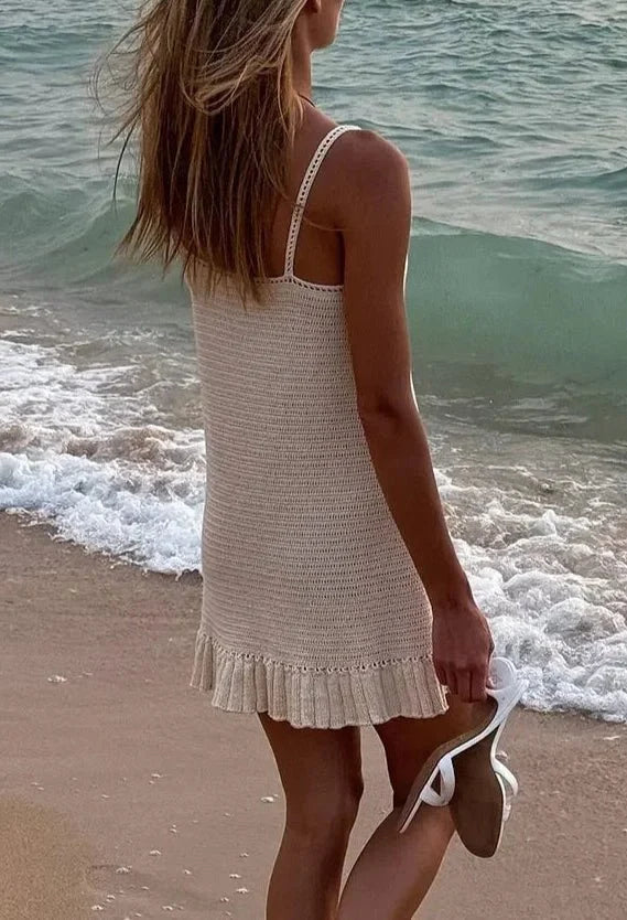 Salida de Playa en Trama Artesanal con Volante Ref. 0371 - Marea Bella Swimwear
