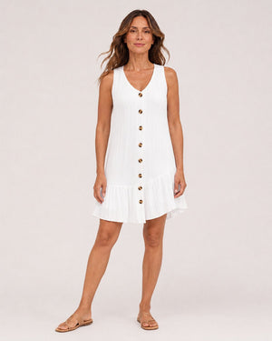 Vestido Acanalado con Botones y Volante en el Acabado Ref. 0431 - Marea Bella Swimwear
