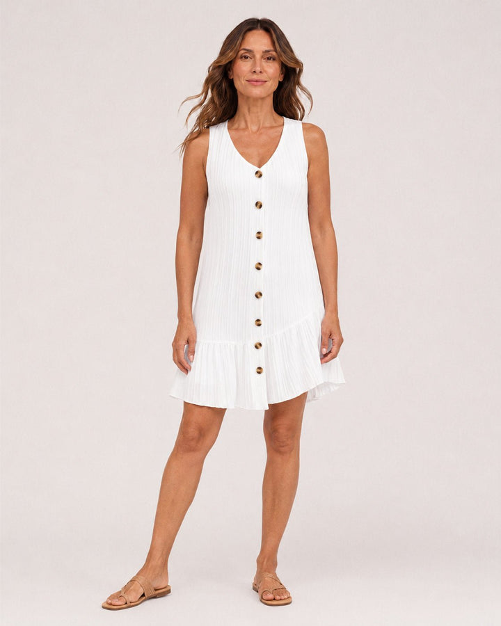 Vestido Acanalado con Botones y Volante en el Acabado Ref. 0431 - Marea Bella Swimwear