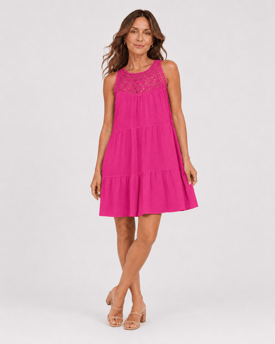 Vestido con Bordado Calado y Volantes Ref. 0354 - Marea Bella Swimwear