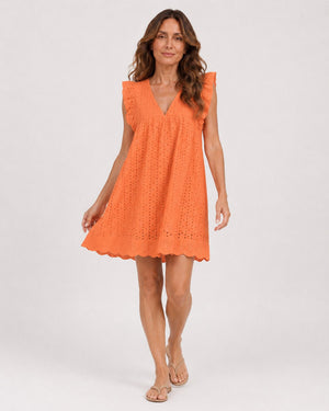 Vestido en Broderie con Escote V y Volante Ref. 0376 - Marea Bella Swimwear