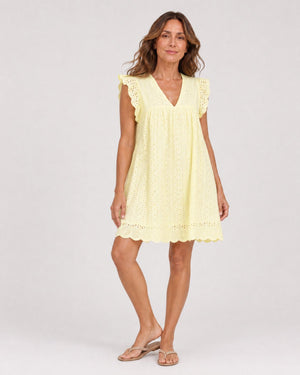 Vestido en Broderie con Escote V y Volante Ref. 0376 - Marea Bella Swimwear