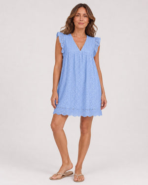 Vestido en Broderie con Escote V y Volante Ref. 0376 - Marea Bella Swimwear
