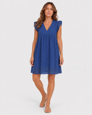 Vestido en Broderie con Escote V y Volantes Ref. 0433 - Marea Bella Swimwear