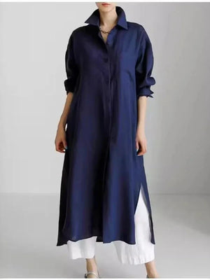Vestido Largo Camisero con Aberturas Laterales Ref. 0267 - Marea Bella Swimwear