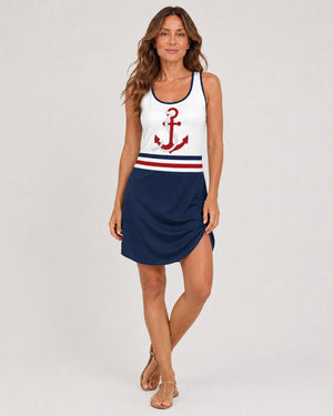 Vestido Náutico con Tirantes y Acabado Contrastante Ref. 0437 - Marea Bella Swimwear