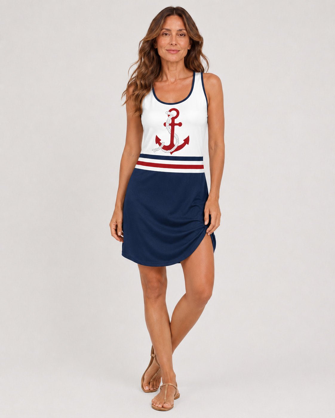 Vestido Náutico con Tirantes y Acabado Contrastante Ref. 0437 - Marea Bella Swimwear