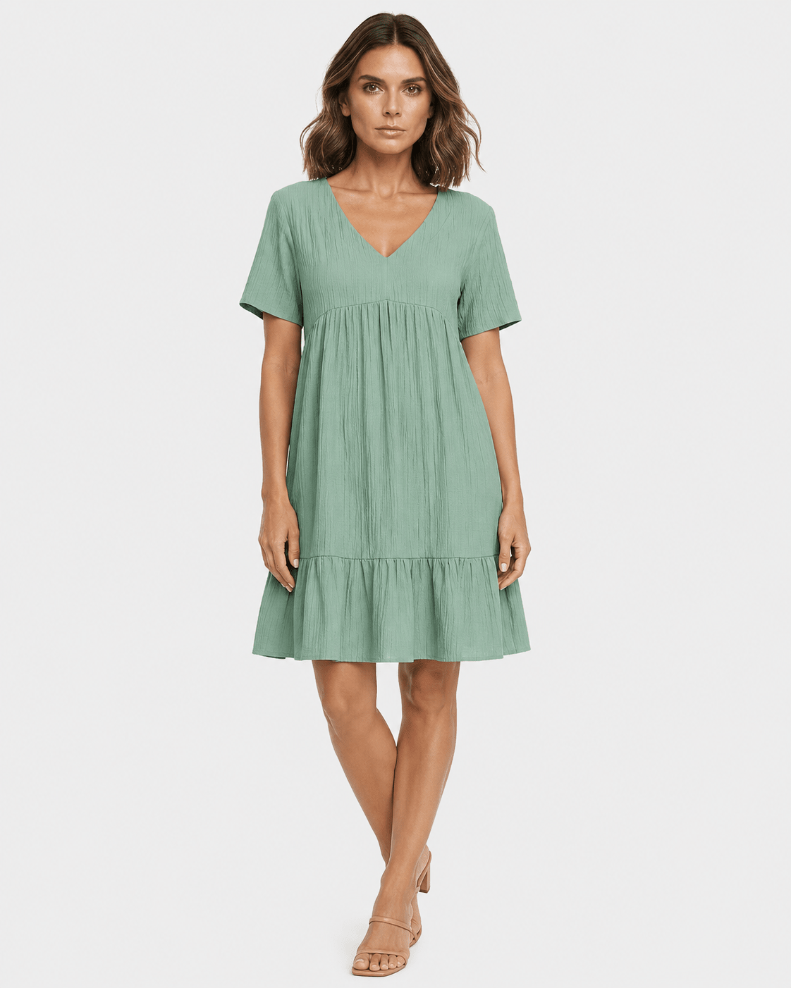 Vestido Suelto con Escote V y Volante en el Acabado Ref. 0355 - Marea Bella Swimwear